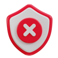 Shield with security error icon png