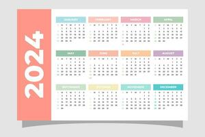 Calendar 2024 year simple design template vector