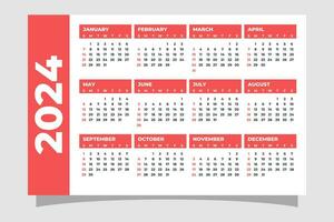 Wall calendar 2024 template in a minimalist style vector