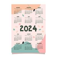 creative calendar 2024 memphis background design template vector