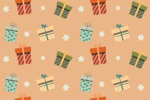 Abstract different gift box with snow flakes background. vector