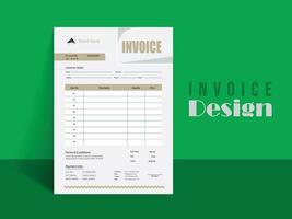 Invoice Design. Business invoice form template. money bills or pricelist and payment agreement design templates. vector