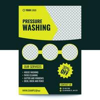 Cleaning services brochure and pressure washing flyer design template, corporate flyer design vector