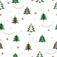 Christmas tree pattern on transparent background. Graphic colored Christmas trees. New year seamless pattern vector