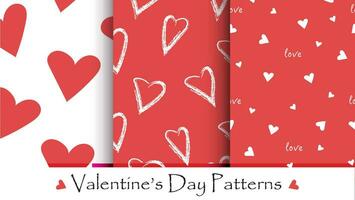 Valentine's day seamless pattern set. Love heart patterns. Set of vector patterns with hearts. Patterns for celebrations, wedding invitation, scrapbooking mother's day and valentine's day.