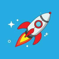 flying rocket design with various stars vector