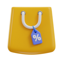 3d compras bolso icono con descuento etiqueta png