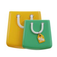 3d shopping bag icon with discount teg png