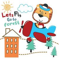 cute baby animal flying on a plane. cartoon hand drawn vector illustration. can be used for kids baby t shirt print design, fashion graphic, baby shower card, celebration greeting and invitation card