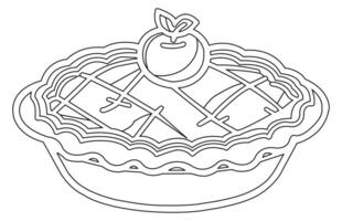 manzana tarta contorno icono, mano dibujado vector contorno de manzana tarta.