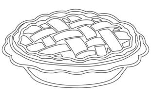 manzana tarta contorno icono, mano dibujado vector contorno de manzana tarta.