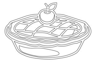 manzana tarta contorno icono, mano dibujado vector contorno de manzana tarta.