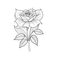Free vector line art rose flower