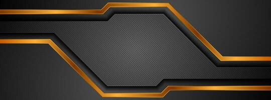 Black bronze tech geometric abstract background vector