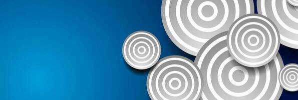 Blue grey circles abstract tech geometric banner vector