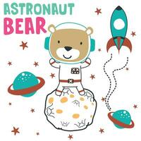 Vector illustration of cute cartoon astronauts little animal in space, suitable for stickers and t shirts kids baby, t shirt print design, fashion graphic and other decoration.