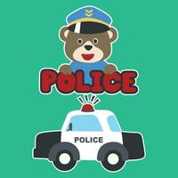 police patrol animal cartoon vector illustration. Creative vector childish background for fabric, textile, nursery wallpaper, poster, card, brochure. and other decoration.