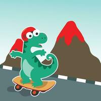 Cute cartoon character bear skater. Vector print with cute bear on a skateboard. Can be used for t-shirt print, kids wear fashion design, fabric textile, nursery wallpaper and other decoration.