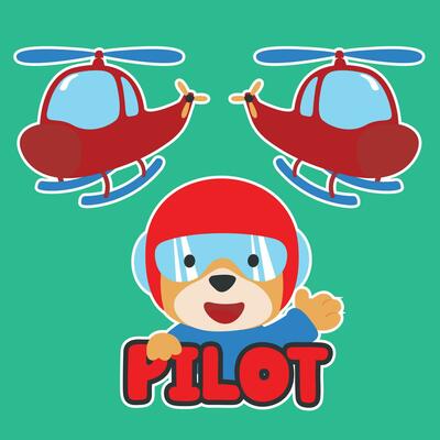 Cute little pilot vector illustration with cartoon style. Creative vector childish background for fabric, textile, nursery wallpaper, poster, card, brochure. and other decoration.