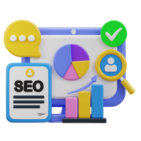 3d SEO ottimizzazione icona illustrazione png