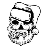 line art of skull santa christmass vector