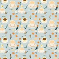 seamless pattern with coffee cups vector