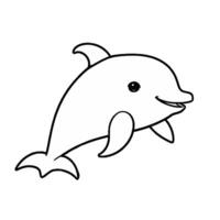 dolphin black and white vector illustration for coloring book