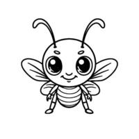 abeja negro y blanco vector ilustración para colorante libro