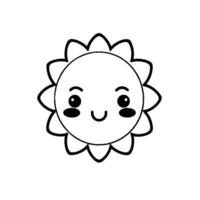 Sun black and white vector illustration for coloring book