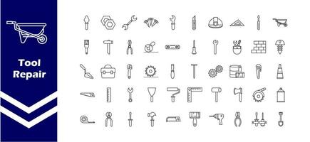 colección de iconos de reparación y construcción de herramientas vector