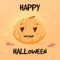Halloween vector background design.Happy halloween with cute pumpkin and sweets. Vector illustration.