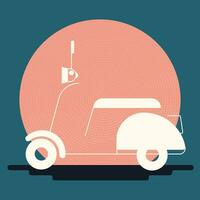 Scooter view sunset colors .Trendy style vector illustration for print,card.