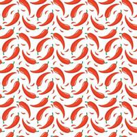 Seamless pattern with red peppers on white background. Vector illustration.