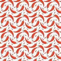 Seamless pattern with red peppers on white background. Vector illustration.