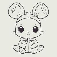 Cute cartoon hare. Vector illustration for children's coloring book.