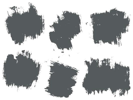Set of isolated hand drawn brush stroke box