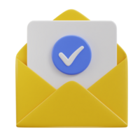 verificata e-mail su Busta 3d icona png