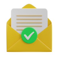 vérifié email sur enveloppe 3d icône png