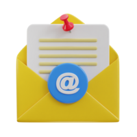 punaise met e-mail envelop 3d icoon png