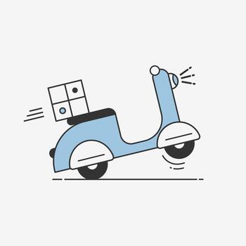 Rápido entrega paseo motocicleta icono bandera vector