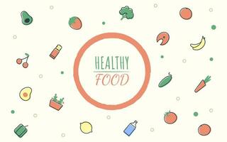 healthy food poster.Multicolor trendy healthy food vector