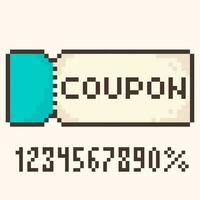 pixel coupon.Sale ticket template, discount vector