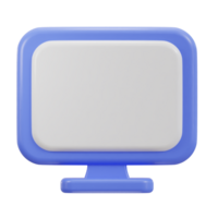 3d computadora monitor icono con vacío pantalla png