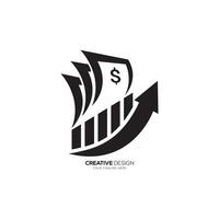 Credit repair business growth arrow shape with statistics bar financial logo design vector