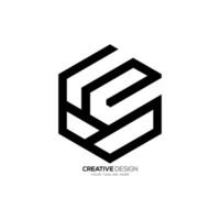 Letter Ce or Ec with negative space hexagon shape creative monogram modern abstract logo vector