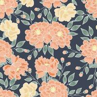 Vintage Orange and Yellow Rose Seamless Pattern vector