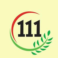 circle leaf 111 number logo vector