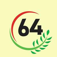 Circle leaf 64 number logo vector