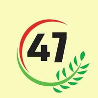 circulo hoja 47 número logo vector