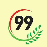 circulo hoja 99 número logo vector